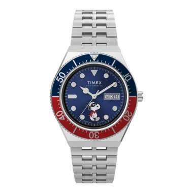 Jam Tangan Pria Timex M79 X Peanuts TW2W47500 Automatic Blue Dial Stainless Steel Strap Multicolor
