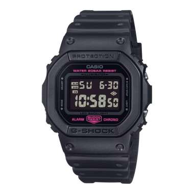 Jam Tangan Pria Casio G-Shock X J.POSH DW-5600PK-1DR Pink Ribbon Digital Dial Black Resin Band Multi