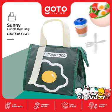Goto Sunny Lunch Box Bag Alumunium Foil Tas Bekal Makanan Anak Sekolah GREEN EGG