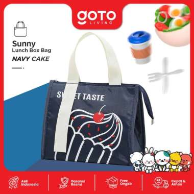 Goto Sunny Lunch Box Bag Alumunium Foil Tas Bekal Makanan Anak Sekolah NAVY CAKE
