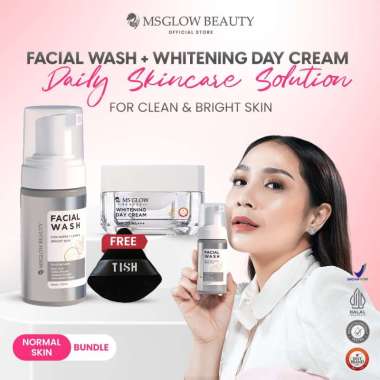 [DAILY SKINCARE SOLUTION] MS GLOW - FACIAL WASH + WHITENING DAY CREAM FREE GIFT