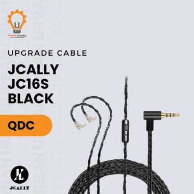 JCALLY JC16S BLACK 16 Core Upgrade Cable dengan Mic | Kabel Audio Jack 3.5mm HiFi untuk KZ, TRN, CCA