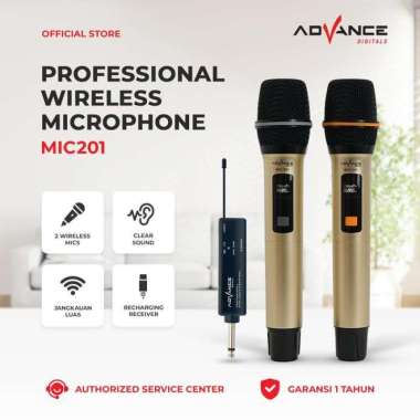 ADVANCE MIC-201 Dua Microphone Wireless Professsional Mic Karaoke Garansi Resmi & 100% ORI