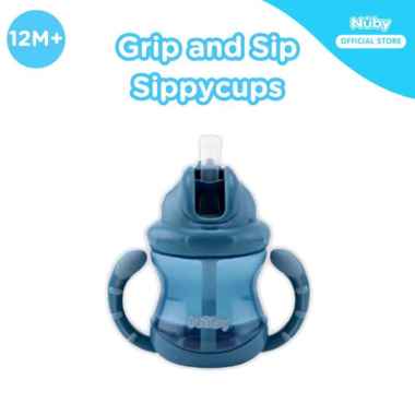 Nuby Grip and Sip Sippy Cup 240ml – Botol Minum Bayi dengan Sedotan & Gagang (12 Bulan+) - Lavie Bab