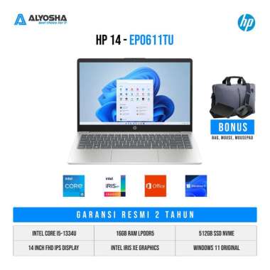 HP Laptop 14-ep0611TU/Intel Core i5-1334/16GB/512GB SSD/14″ FHD/Win 11 Home+OHS 2021+M365-Silver