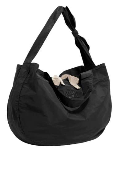 Large Black Nylon Shopper Bag