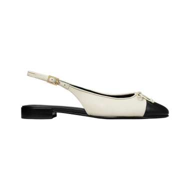 [12.12 Dealcember] Tory Burch Cap-Toe Slingback Ballet Flat Light Cream/Black 7 White