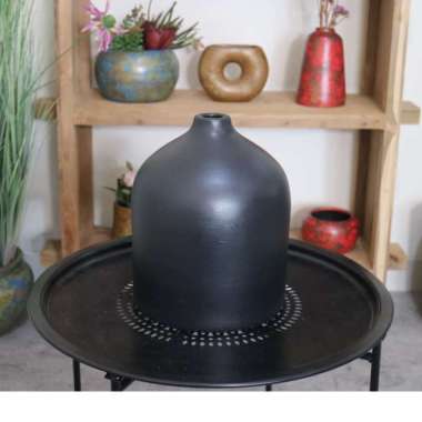 Vas Bunga Terakota Besar Estetik Model Bud Vase Hitam
