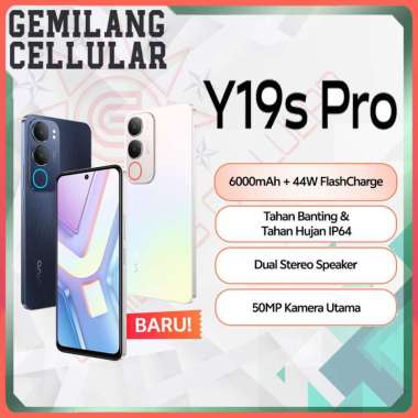 VIVO Y19s Pro - 6000mAh+ 44W FlashCharge, IP64, Dual Stereo Speaker, 50MP Kamera Utama, AI Erase 2.0
