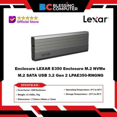 Enclosure LEXAR E350 Enclosure M.2 NVMe M.2 SATA USB 3.2 Gen 2 LPAE350-RNGNG