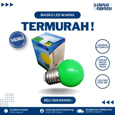 Masko Lampu LED Warna 2W E27 Hijau