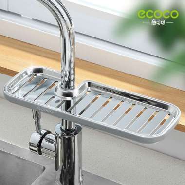Ecoco Faucet rack - Tempat rak sabun mandi cuci piring spons wastafel kamar mandi Long Grey