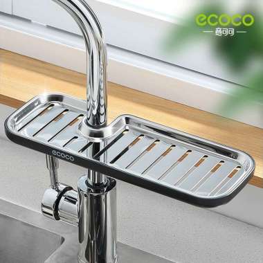 Ecoco Faucet rack - Tempat rak sabun mandi cuci piring spons wastafel kamar mandi Long Black