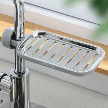 Ecoco Faucet rack - Tempat rak sabun mandi cuci piring spons wastafel kamar mandi Short Grey