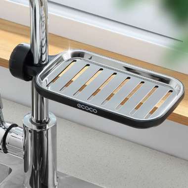 Ecoco Faucet rack - Tempat rak sabun mandi cuci piring spons wastafel kamar mandi Short Black