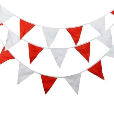 [ PACK 50 MTR ] Bendera Segitiga Merah Putih / Umbul Umbul Karnaval HUT RI Agustus Kain merah putih