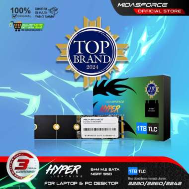 SSD M2 SATA MidasForce 1TB HyperLightning Garansi 3 Tahun SSD M.2 SATA 1 TB untuk Laptop dan PC SSD 