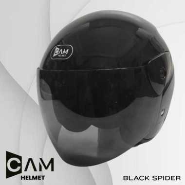 CAM HELMET||HELM EVOLUTION POLOS BLACK GLOSS HALF FACE MODEL GM EVO SNI