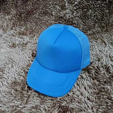 BEST PROMO Topi Trucker Jaring Hat Cap Distro banyak Warna Biru Muda POLOS custom indonesia pria wan