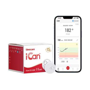 Sinocare I can I 3 / Alat Tes Gula Darah Tanpa Tusuk Jarum /CGM / 15 Hari Berkelanjutan