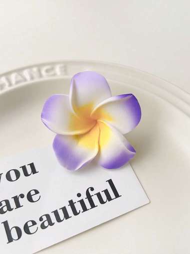 FG Jepit Rambut Wanita Ukuran 6 CM Motif Bunga Kamboja Bali Bahan Spons Gaya Korea A37 HY-A37 - Ungu