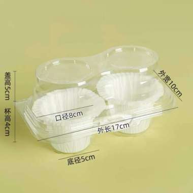 [10 PCS] Mika Cupcake Muffin Satuan Isi 1 / 2 / 4 Mika Kemasan Kotak Kue Cupcake Isi 2 - Putih