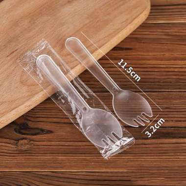 [10 PCS] Sendok Garpu 2 in 1 / Spork Plastik / Sendok Garpu Kecil Mini Spork Dessert Spoon Spork Ben