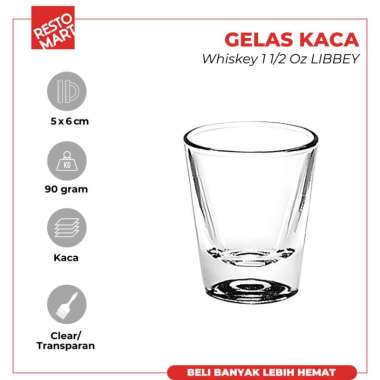 Gelas Kaca 44 ml / Gelas Whiskey 1.5 oz LIBBEY Kaca (2063048)(F3)