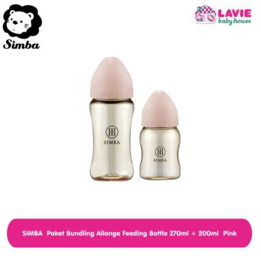 SIMBA Paket Bundling Allonge Feeding Bottle 270ml + 200ml Botol susu bayi - Dot bayi menyerupai puti