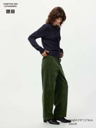 UNIQLO CDC COMPTOIR DES COTONNIERS Celana panjang Corduroy Curve Pants Wanita GREEN M