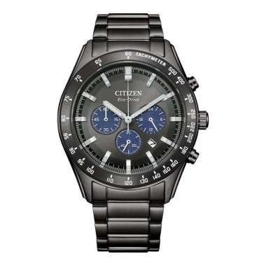 Jam Tangan Pria Citizen Chronograph CA4677-50H Eco Drive Black Dial Black Stainless Steel Strap
