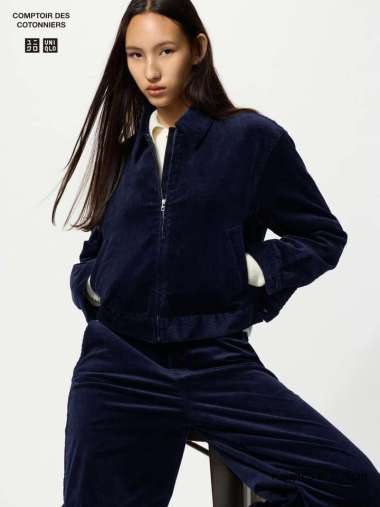 UNIQLO CDC COMPTOIR DES COTONNIERS Jaket Pendek Corduroy Short Wanita NAVY S