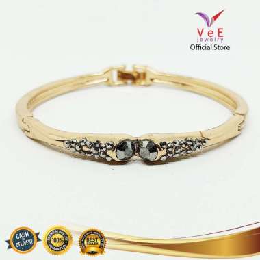 Gelang Wanita Lapis Emas 18K Kristal Swarovski 2 Mata - Vee Bracelet