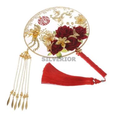 Kipas Lipat Tangan Hias Dekorasi Imlek Retro Chinese Bridal Wedding