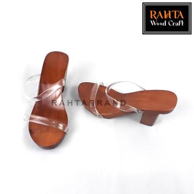 SKR69-Hak T Mika/Sendal Heels Kayu/Sandal Wanita Kelom geulis/bakiak tarompah terompah 39 NATURAL