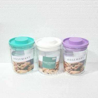 Toples kaca bulat Rosemary 1,4 liter seal karet