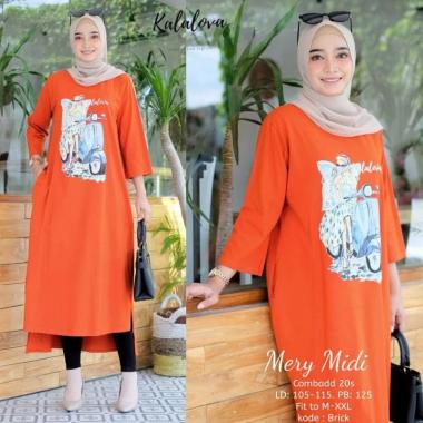 JESLA FASHION MERY MIDI DRESS BAHAN KAOS KATUN COMBED 24s APLIKASI SABLON MIDI DRESS MUSLIM MIDI DRE