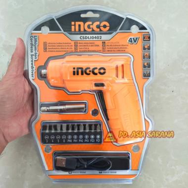 Cordless Screwdriver 4v Set INGCO CSDLI0402 / Mesin Bor Mini Obeng Skrup Baterai