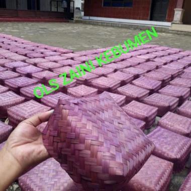 Besek bambu warna UNGU, 10 PASANG, catering, nasi, snack, 20x20 cm