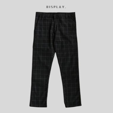 Celana Tartan Pria Slim Fit Premium Celana Chino Panjang Tartan Pants L Hitam