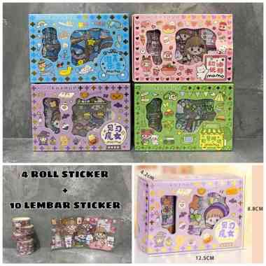 Sticker Momo Cute Roll set 2d Waterproof Stiker 2d Viral Per Box/warna ungu