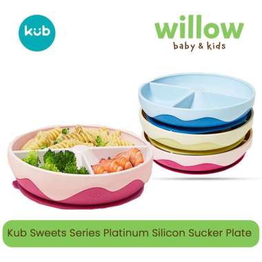 Perlengkapan Makan Bayi - Kub Sweets Series Platinum Silicon Sucker Plate Yellow