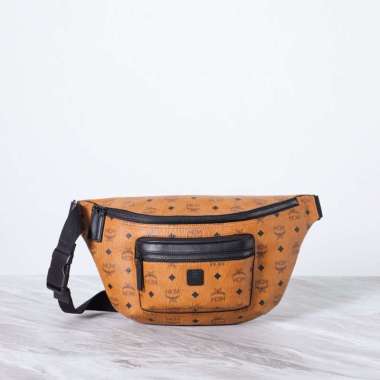 MCM Large Fursten Belt Bag in Brandy/Cognac Visetos Leather
