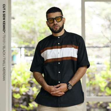 SAMASE KEMKO CUT SEW T010 | Black Twill Meridian Baju Kemeja Koko Pria XXL