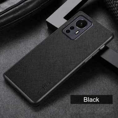 XIAOMI 12 PRO CASE CANVAS CROSS PATTERN PREMIUM XIAOMI 12 PRO HITAM