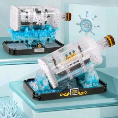 micro building block bottle in the ship series Titanic Steamboat Willie titanic