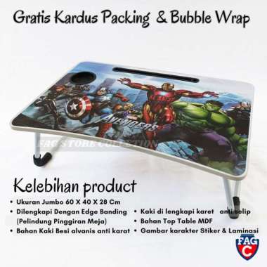 Meja belajar lipat besar 60x40cm meja laptop meja lipat avengers