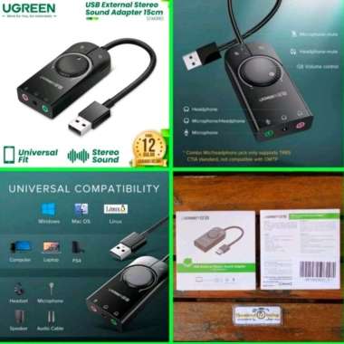 External USB Ugreen Soundcard Sound Card Audio Volume Control Mute