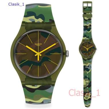 Original 100%!! SWATCH SUOG114 - Jam Tangan Pria - Camouforest - Hijau Garansi Resmi 2 tahun