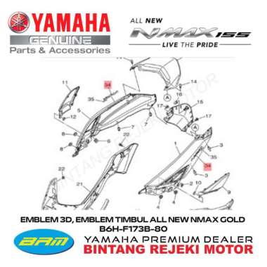 EMBLEM 3D, EMBLEM TIMBUL ALL NEW NMAX GOLD B6H-F173B-80